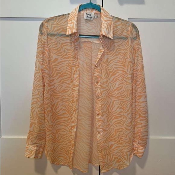 Princess Polly, Ziggy Top, Creamy Tangerine Animal Striped Blouse, Fun & Funky,4 - Picture 4 of 7